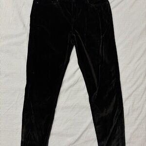 REISS Black Velvet Skinny Pants Size 32 Regular Dark Wash Stretch Festive Winter